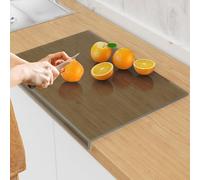 JanYoo Acrylic Chopping Boards 40 x 30 cm, Kitchen Cutting Board, Worktop Protector with Stop Edge, Transparent Cutting Mats, Non-Slip Breakfast Board for Kitchen Counter (Grey)
