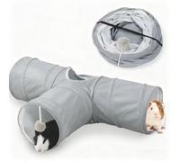 JanYoo Bunny Rabbit Tunnel 3-Way Guinea Pig Tunnel Rabbit Play Tunnel Foldable Small Animal Activity Tunnel for Rabbit Hiding Small Animal Activity Tube Toy (Pure Grey)