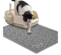 JanYoo Cat Litter Box Mat, Kitty Premium PVC Pad, Durable Trapping Rug, Phthalate Free, Urine-Resistant, Scatter Control,90 x 60 CM,Grey