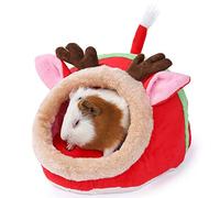 JanYoo Guinea Pig Rabbit Ferret Bed Hide Huts Removable Cushion for Rat Accessories Toys (L,Reindeer)