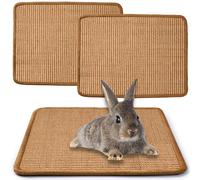 JanYoo Pack of 2 Scratching Mat for Rabbits, 40 x 30 cm, Reusable Rabbit Cage Inserts, Guinea Pig Mat, Pet Cage, Bed Linen for Biting (Brown)
