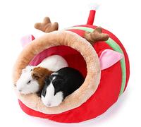 JanYoo Small Pet Gerbil Hedgehog Guinea Pig Bed Accessories Cage Toys Bearded Dragon House Hamster Supplies Habitat Ferret Rat for Christmas (XL, Reindeer)