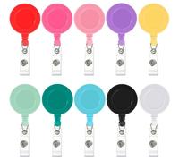 JANYUN 10 Pcs Retractable Badge Reel, Mixed Solid Color ID Badge Holder Retractable Clip for Nurse Doctor Teachers Students Office Workers Hanging ID Card Name Key Chain
