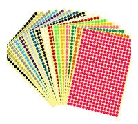 JANYUN 16 Sheets 6528 Pcs Sticky Coloured Dots Round Dot Labels Stickers Self Adhesive Circle Stickers Labels 16 Colors (6mm)