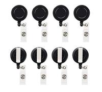 JANYUN 50 Pcs Retractable Badge Reel Clips Holder for Hanging ID Card Key Chain (Black)