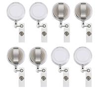 JANYUN 50 Pcs Retractable Badge Reel Clips Holder for Hanging ID Card Name Key Chain (Clear White)