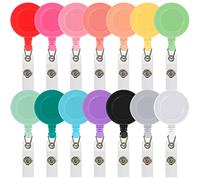 JANYUN 50 Pcs Retractable Badge Reel Clips Holder Mixed Solid Color Nurse ID Badge Holder for Hanging ID Card Name Key Chain