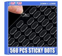 JANYUN 560 Pcs 2x1cm Mounting Putty, Double Sided Dots Sticky Removable Poster Putty Clear Sticky Tack for Pictures Wall Hanging Adhesive Round Putty Water-Repellent for Office Home Decoration