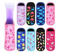 JANYUN 8 Pack Popsicle Holder for Kids, Cute Cartoon Dinosaur Shark Ice Pop Sleeves Reusable Washable Freeze Pop Holders Bags Neoprene Insulator Popsicle Sleeves