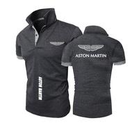 JANZBZSU Mens Cozy Polo Shirts for A.s.t.o.n M.a.r.ti.n Breathable T-Shirt Collared Half Sleeve Graphic Tracksuit Collision Color Tee Top Clothes Short Sleeve-SHS||XXL