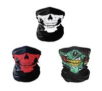 Janzoom 3 Pack Seamless Skull Face Tube Mask Breathable Neck Warmer Face Cover Headband Scarf Motorcycle Head Wrap Sport Halloween Mask