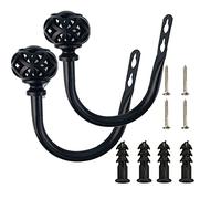 JANZU 1 Pair of Metal Curtain Hooks - Retro Wall Mounted Curtain Hold Back Tiebacks Wall Hook Drapery Holder (Black)
