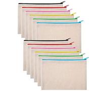 JANZU 12 Pcs Multifunctional Cosmetic Bag Makeup Pouches with Zipper Canvas Bag Pencil Pouch Travel Toiletry Bag for DIY