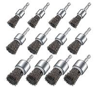 JANZU 12PCS Wire Brush Wheel for Drill Wire Wheel Cup Brushes for Drill Paint Rust Removal and Small Spaces