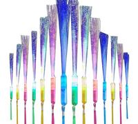JANZU 24 PCS Glow Fiber Sticks LED Light Wand Fiber Optic Flashing Sticks For Wedding Halloween Christmas