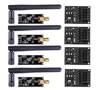 JANZU 4Pcs NRF24L01+PA+LNA Wireless Module with Antenna 1100 Meters Long Distance with NRF24L01 Wireless Module Adapter 3.3V