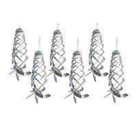 JANZU 6 Pack Bird Repellent Spiral Reflectors Silver Mylar Spinner, Hanging Reflective Bird Deterrent Device Garden Decorative