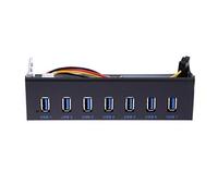 JANZU 7 Port USB 3.0 Hub 5Gbs 5.25 Inch Drive Bay CD-ROM Panel for Computer Box + USB 3.0 Connector 19 Pin to Male Cable Type A A Dual Chip PCI-E 1X PCI-E 16X