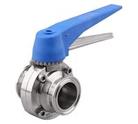JANZU Butterfly Valve with Blue Trigger Handle Stainless Steel 304 Tri-Clamp (1.5 Inch Tri Clamp Butterfly Valve)