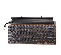 JANZU Retro USB Wireless Bluetooth Keyboard Punk Keycaps for Desktop/Laptop/Telephone-Wood Colour