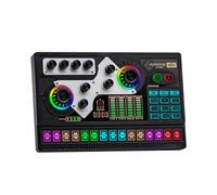 JANZU SX96 Sound Card Metal Black + Plastic 48V Sound Card Microphone Mobile Phone Computer Live Broadcast Singing Outdoor Home Mini Mixer