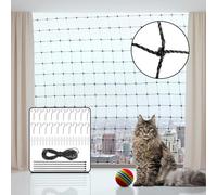 JAOGAUS Cat Net for Balcony, 6 x 3 m Cat Net Wire Reinforced, Cat Net Window No Drilling, Balcony Net is Robust Bite, Tear-Resistant, UV and Weather Resistant, for Balconies, Patios, Windows