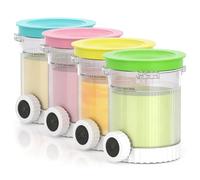 JAOGAUS Ice Cream Containers Set of 4, 480ml Reusable Ice Cream Tubs with Lids, Leakproof Freezer Storage Cups, Dishwasher Safe Dessert Containers for Ice Cream, Sorbet, Smoothies