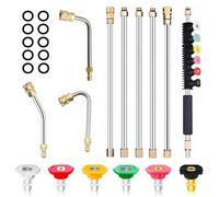 JAOGAUS Pressure Washer Extension Wand, 4000PSI 9 Pack Power Washer Lance with 6 Spray Nozzle Tips and 30°,90°, 120° Curved Rod, 1/4" Cleaning Tool Washing Accessories for Roof Window Washing