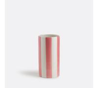 Jaoma Striped Ceramic Vase, H18cm Pink