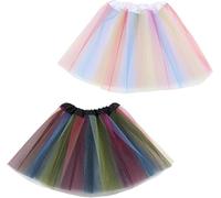 JAONLD 2 Pcs Tutu Skirts for Girls Neon Ballet Skirt Gauze Costume Stretchable Tie Dye Half Skorts for 3-8 Years Kids Girls Women Princess Party Vintage Prom Dress-up