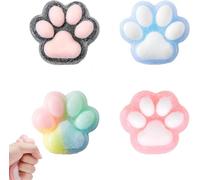 JAONLD 4 Pcs Cat Paw Squishy Toy Cute Plush Cat Paw Silicone Rebound Toy Funny Mini Animals Stress Relief Fidget Toy with OPP Packaging for Boys Girls Birthday Party Gifts