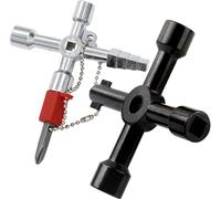 JAONLD 4 Way Multifunction Utility Key, 2 Pcs Electricity Meter Box Key Gas Cupboard Key Square Triangle Round Panel Key Radiator Bleed Key Valve Wrench for Cabinet, Water, Electric & Plumbing