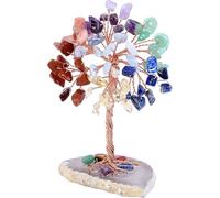 JAONLD 7 Chakra Crystal Tree, Mini Tree of Life Healing Crystal Tumble Stone Feng Shui Ornaments Gemstone Agate Money Figurines for Home Office Decor
