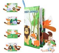 JAONLD Baby Book Cloth Toys Jungle Tails Sensory Book Soft Fabric Crinkle Pram Early Development Interactive Newborn Gifts for 0 3 6 12 Months Boys Girls