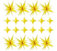 JAONLD Gold Star Balloons, 8 Pcs 22 Inch Cone Star Foil Balloons and 12 Pcs 10 Inch Four Pointed Star Balloons for Birthday, Bachelorette Party, Disco Party Decorations