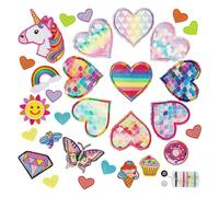 JAONLD Iron On Patches, 30 Pcssew on Patches Hearts Iron On Patch Unicorn Rainbow Butterfly Fabric Stickers Embroidered DIY Applique Patches for Kid Girls Clothing Backpack Hat Jean Dress