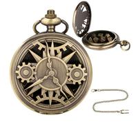 JAONLD Mini DND Dice Set, Portable Metal Dice Vintage Bronze Pocket Watch Case with 7 Polyhedral Dices and Chain D and D Gifts Essentials Kit for Role Games, Board Game