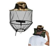 JAONLD Mosquito Head Net, Mosquito Hat with Netting Sun Hat Face Neck Head Cover Foldable Cap Wide Brim Sun Protection for Outdoor Hiking, Fishing, Camping, Gardening(Camouflage)