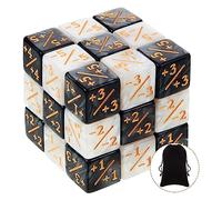 JAONLD MTG Dice, 24 Pcs Mtg Counters D6 Dice Cube Counters Token Positive and Negative Loyalty Counter Set with Storage Bag Compatible with, CCG, Card Gaming Accessory(Black&White)