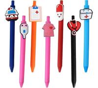 JAONLD Nurse Pens 7 Pcs Retractable Ballpoint Pens 0.5mm Colleague Fun Pens Cartoon Nurse Work Accessories for Nurses Medical Assistants Students Essentials Workers Nurse Week Appreciation Gifts