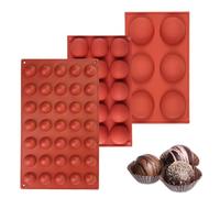 JAONLD Silicone Moulds Semi Sphere 3 Pcs 6-Cavity,15-Cavity,35-Cavity Silicone Chocolate Mould Caramel Candy Molds for Baking Mini for Gummy, Ice Cube, Jelly, Truffles, Pralines Caramels