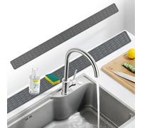 JAONLD Silicone Sink Faucet Mat Narrow Kitchen Sink Splash Guard Draining Mat Around Tap Extended Drainer mat Sink Protector Mat for Kitchen, Bathroom, Living Room(Light Grey)