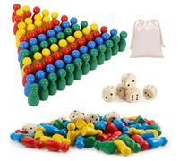 JAONLD Wooden Pawns Board Game 86Pcs Board Game Set with Dice and Pawns Multicolor Board Games for Tabletop Markers Chess Pieces Flight Chess