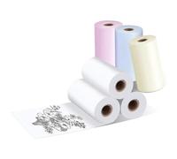 Jaopary 1 Set Inkless Sticker Printer Bluetooth Printer for Inkless Portable Thermal Pocket Printer 57mm X 30mm, 6 Rolls