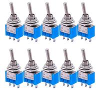 Jaopary 10Pcs SPDT Mini Toggle Switch 3-Pin 2 Position ON/ON Miniature Toggle Switch 6A 125V AC Toggle Switch -102
