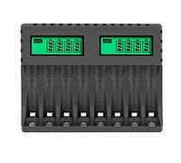Jaopary Battery Charger LCD Display Smart Intelligent 8-Slot Chargers for AA/AAA NiCd NiMh Rechargeable Batteries AA AAA Charger