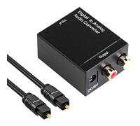 Jaopary Digital to Analog Audio Converter Digital Optical (SPDIF/Toslink) and (L/R) Stereo Audio Converter with Fiber