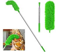 Jaopary Gutter Cleaning Brush Roofing Tool with Telescopic Extendable Pole 8.2Ft Guard Cleaner Tool Easy Remove Leave, green