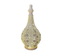 Jaopary Moroccan Style Metal Table Lamp Battery Powered Cordless Lamp with Fairy Lights Bulb for Christmas Room A
