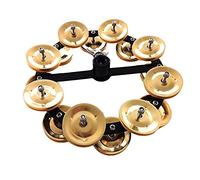 Jaopary Musical Kalimba Portable Percussion Hi-Hat Tambourine with Row Alloy Jingles Drum Set,Gold